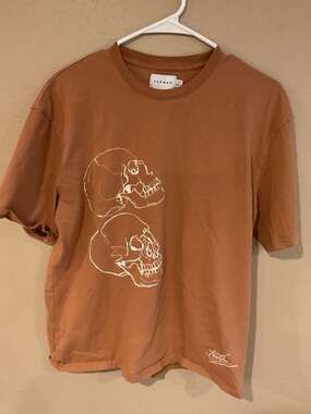 Topman Oversized Skull Graphic T-Shirt in Camel